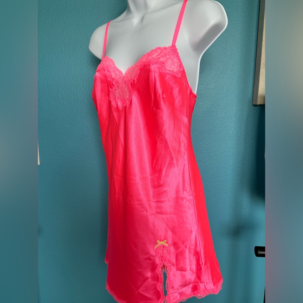 Neon pink Victoria’s Secret Satin lingerie/slip